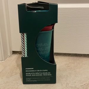 4 new in open box Starbucks reusable cold cups holiday selection!!!!!